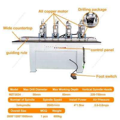CNC-Normal Holzbearbeitung Locator Holz 4 Kopf Bohrbank Drehmaschine Bohrfräsmaschine