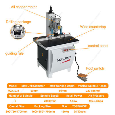 Mini-Portable Bänkbohrmaschine für Holztüren Schloss Loch Scharnier Bohren CNC Einzelköpfe