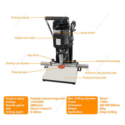 20 kg Gewicht Scharnierbohrmaschine für Möbel Tür und Schrank leicht zu bedienen 35mm